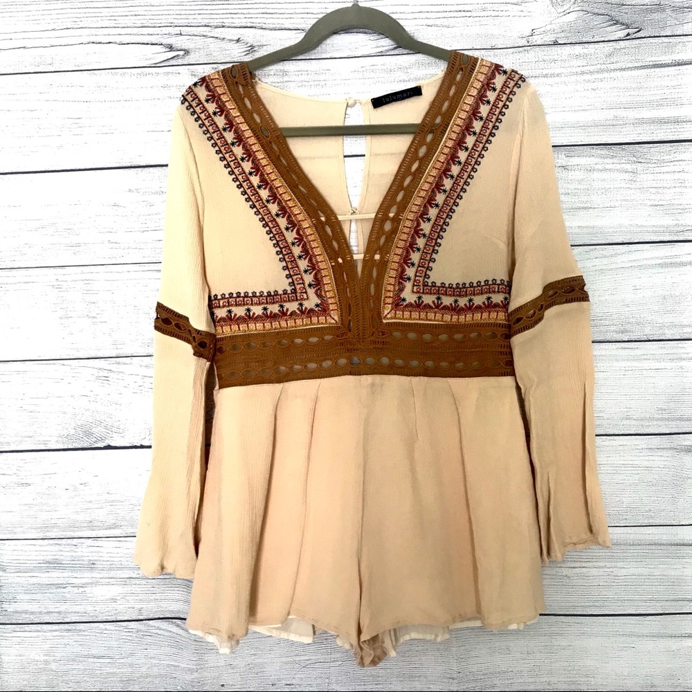LuluMari Anthropology Long Sleeved Boho Romper L
